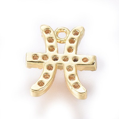 Golden Plated Brass Micro Pave Cubic Zirconia Charms ZIRC-L075-51E-1