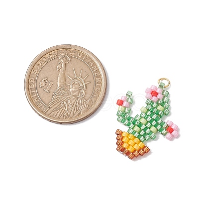 Beaded Cactus Charms PALLOY-MZ00455-1