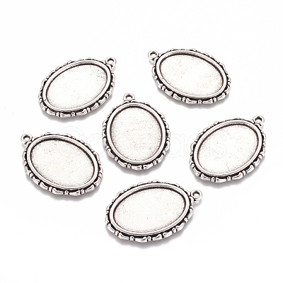 Metal Alloy Pendant Cabochon Settings PALLOY-A15605-AS-NF-1
