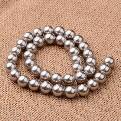 Polished Round Grade A Shell Pearl Bead Strands BSHE-M027-8mm-26-1
