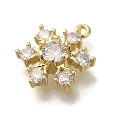 Rack Plating Brass Micro Pave Cubic Zirconia Pendants KK-M014-10A-G-1