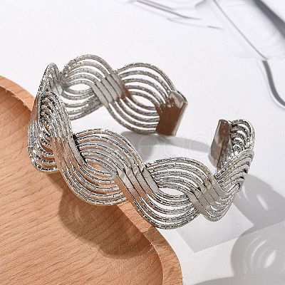 Electrophoresis Iron Cuff Bangles for Women BJEW-M057-02P-1