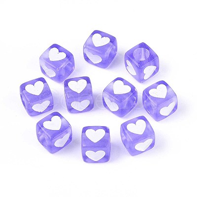 Spray Painted Transparent Acrylic Beads OACR-N140-02B-1