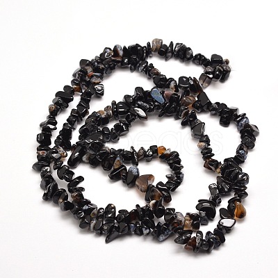Natural Black Onyx Chip Bead Strands Dyed & Heated LS-G-M205-43-1