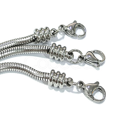 Tarnish Resistant 304 Stainless Steel European Round Snake Chains Bracelets STAS-J015-06-1