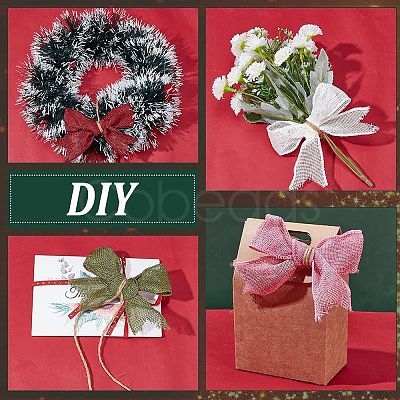 28Pcs 7 Colors Burlap Bowknot Ornament Accessories HJEW-AR00010-1