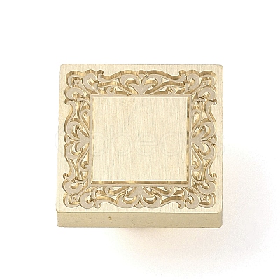 Square Flower Frame Brass Stamp Heads AJEW-M037-06G-02-1