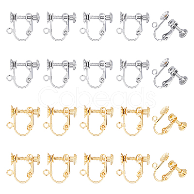 20Pcs 2 Colors 316 Surgical Stainless Steel Clip-on Earring Findings STAS-UN0063-72-1