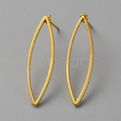 Golden Brass Hollow Geometric Stud Earrings EJEW-WH0012-127F-1
