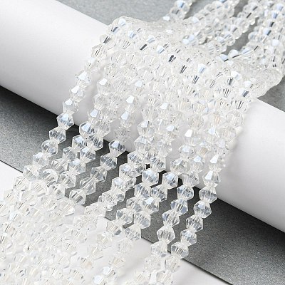 Transparent Electroplate Glass Beads Strands GLAA-F029-4mm-C13-1