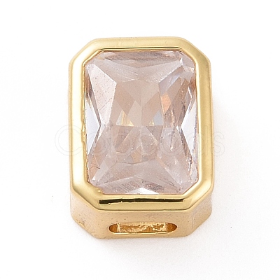 Eco-friendly Brass Micro Pave Clear Cubic Zirconia Beads KK-D079-25G-1
