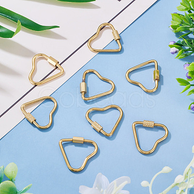 8Pcs 2 Styles 304 Stainless Steel Screw Carabiner Lock Charms STAS-TA0005-51-1