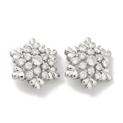 Rack Plating Brass Micro Pave Clear Cubic Zirconia Buttons KK-K293-11P-1