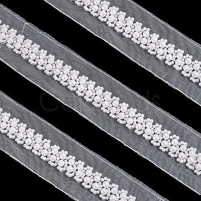 2Yards Netting Fabric Beaded Trim Ribbon OCOR-ME0001-64B-01-1