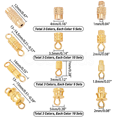 120 Sets 12 Style Brass Screw Clasps KK-PH0001-81-1