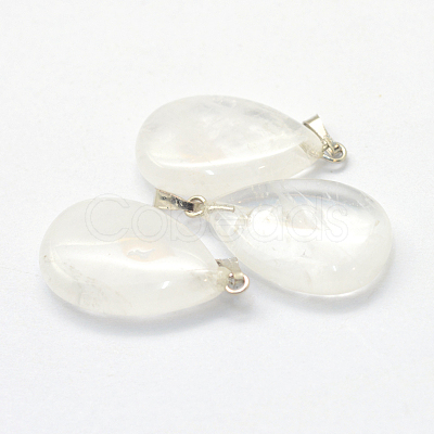 Teardrop Natural Quartz Crystal Pendants G-Q368-08-1