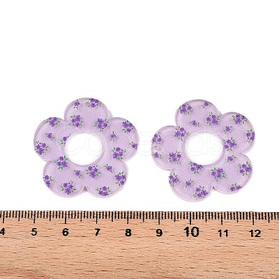 Flower Theme Printed Acrylic Pendants OACR-T028-06C-1