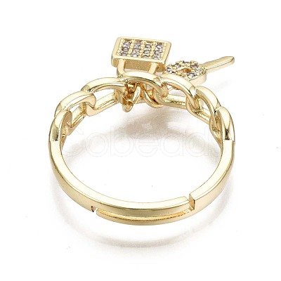 Adjustable Brass Micro Pave Clear Cubic Zirconia Finger Rings RJEW-S044-142-NF-1