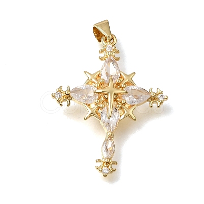 Brass Micro Pave Clear Cubic Zirconia Pendants CU-CBA9883-04C-G-1