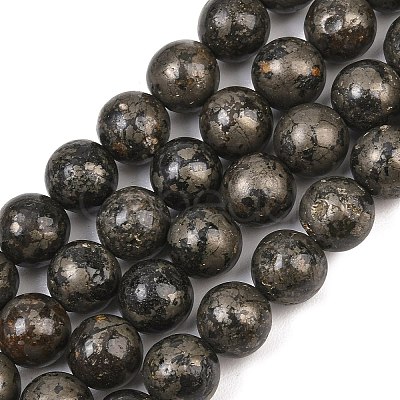 Natural Pyrite Beads Strands G-P303-01-8mm-16-1