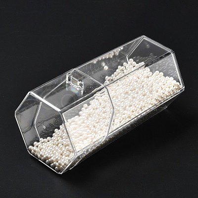 Flip Cover Hexagon Plastic Pen Holder MRMJ-E010-02-1