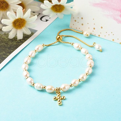 Adjustable Natural Pearl Beads Slider Bracelets BJEW-JB06531-02-1