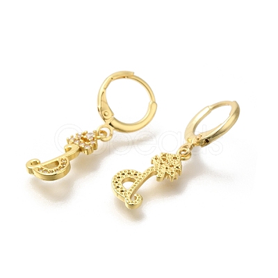 Brass Clear Cubic Zirconia Hoop Earrings EJEW-M045-01B-1