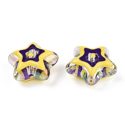 UV Plating Rainbow Iridescent Acrylic Beads OACR-A018-04C-1