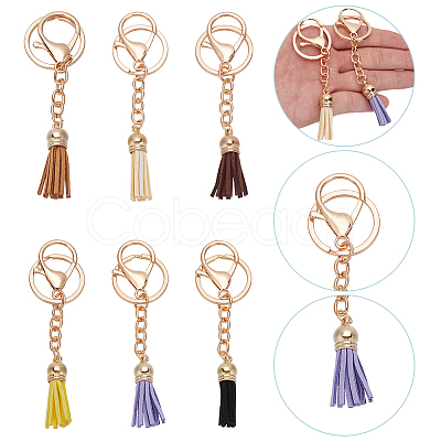 12Pcs 6 Colors Faux Suede Tassels Pendant Keychain KEYC-WR0001-30G-1