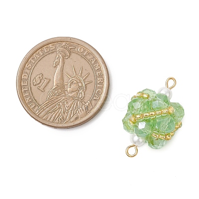 Glass Beaded Round Sphere Links PALLOY-MZ00874-02-1