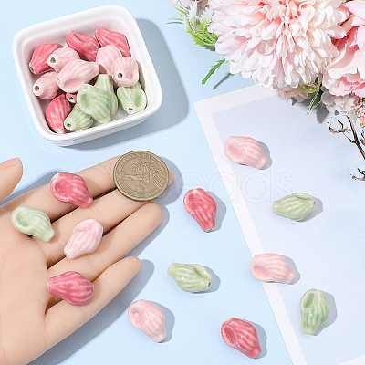 30Pcs 3 Colors Handmade Porcelain Beads PORC-PA0001-14-1