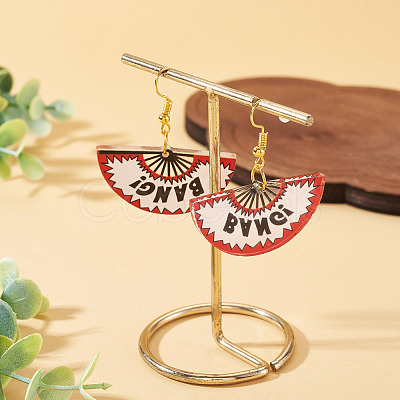 1 Pairs Acrylic Fan Dangle Earrings EJEW-TADJ0001-01-1