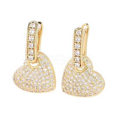 Brass Micro Pave Clear Cubic Zirconia Hoop Dangle Earrings EJEW-G471-30D-G-1