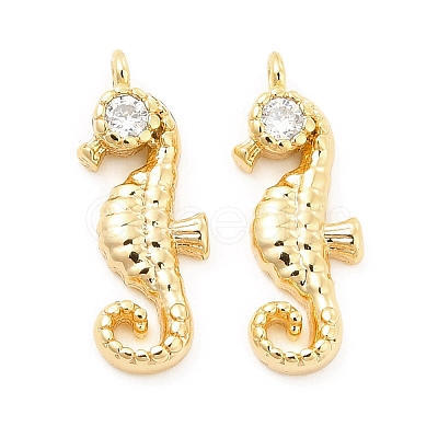 Brass Micro Pave Clear Cubic Zirconia Pendants KK-G447-15G-1