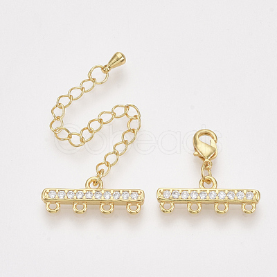 Brass Micro Pave Cubic Zirconia Chain Extender ZIRC-Q022-031G-NR-1