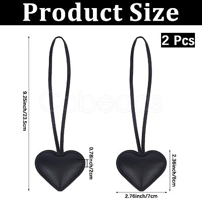 PU Leather Heart Pendant Decorations HJEW-CL0001-12B-1