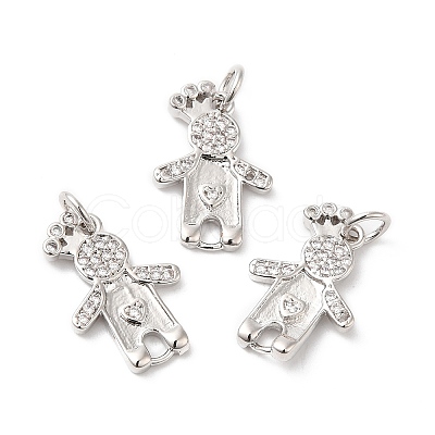 Rack Plating Brass Micro Pave Cubic Zirconia European Dangle Charms KK-D075-01P-1