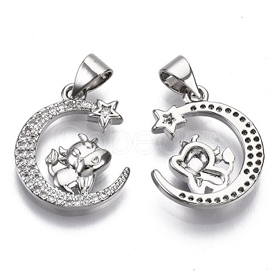 Brass Micro Pave Cubic Zirconia Pendants ZIRC-T013-09P-NF-1