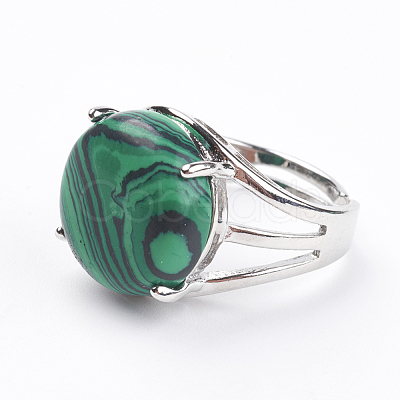Adjustable Synthetic Malachite Finger Rings RJEW-F075-01I-1