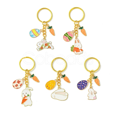 Easter Egg & Rabbit & Carrot Alloy Enamel Pendant Keychain KEYC-JKC00580-1