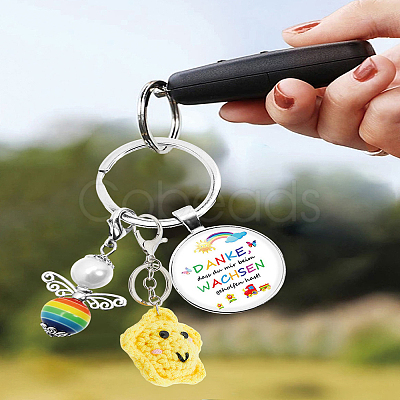 1Pc Star Acrylic Fiber Knitting Pendant Keychain KEYC-LP0001-59-1