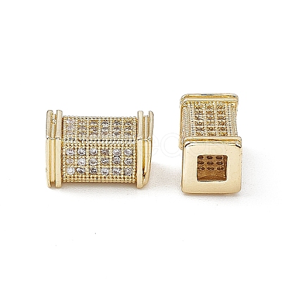 Brass Micro Pave Clear Cubic Zirconia Beads KK-E068-VB458-1