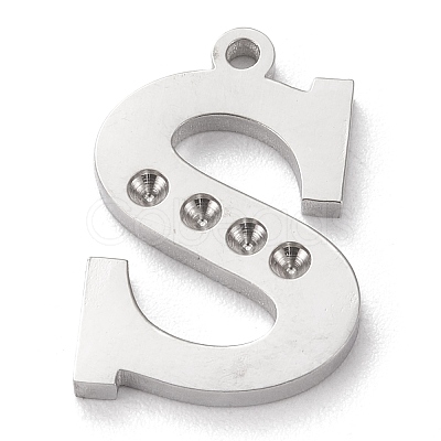 Tarnish Resistant 304 Stainless Steel Letter Pendant Rhinestone Settings LS-STAS-J028-01S-1