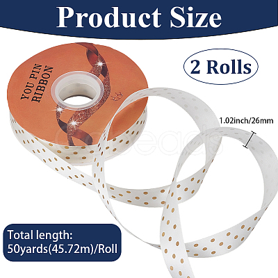 Gold Stamping Polka Dot Polyester Printed Ribbon OCOR-CY0003-70-1