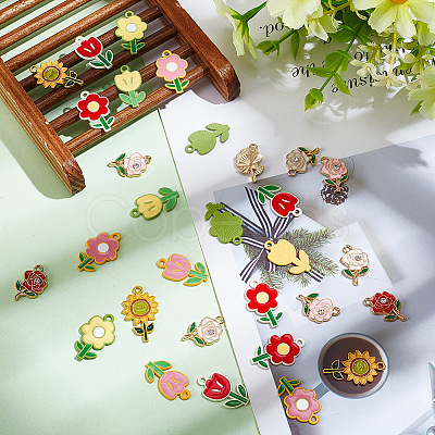 40Pcs 10 Style Alloy Enamel Pendants ENAM-AR0001-57-1