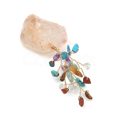 Natural Mixed Gemstone Chips Tree of Life Display Decorations AJEW-JD00015-02-1