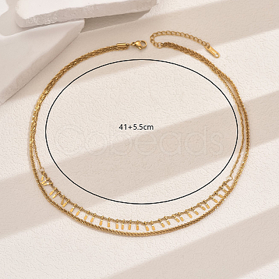 201 Stainless Steel Geometric Double-layer Collarbone Necklaces FY0428-1