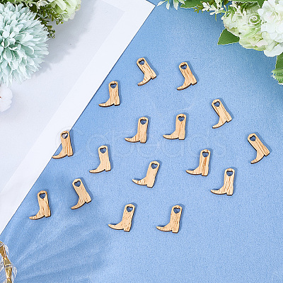 2 Bags Miniature Wooden Cowboy Boots Embellishments Crafts DJEW-SP0001-08-1