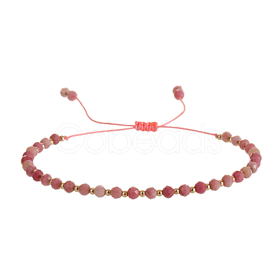 Natural Rhodochrosite Beads Braided Bead Bracelets for Women AI9762-14-1