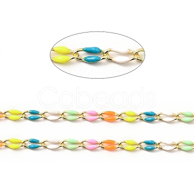 3.28 Feet Brass Enamel Curb Chains X-CHC-C003-13G-01-1